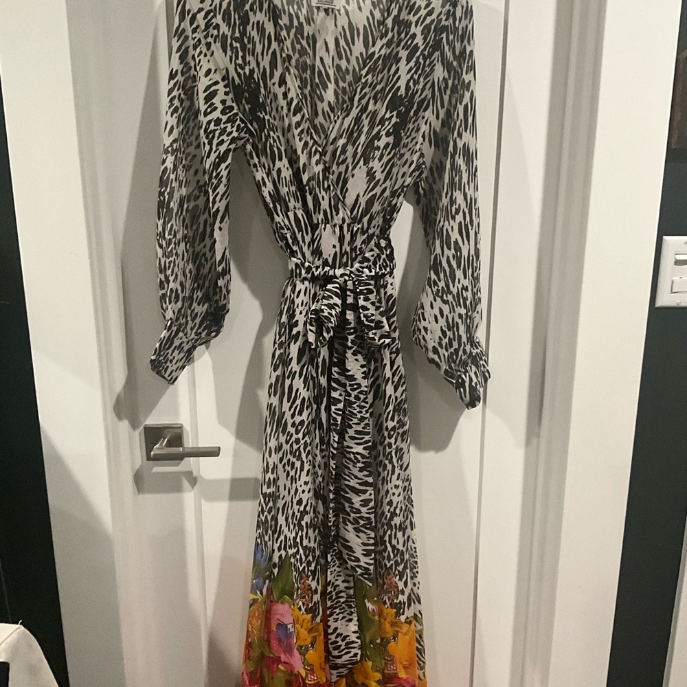 SPY ZONE EXCHANGE Bohemian Chic Wrap Maxi Leopard Floral Dress